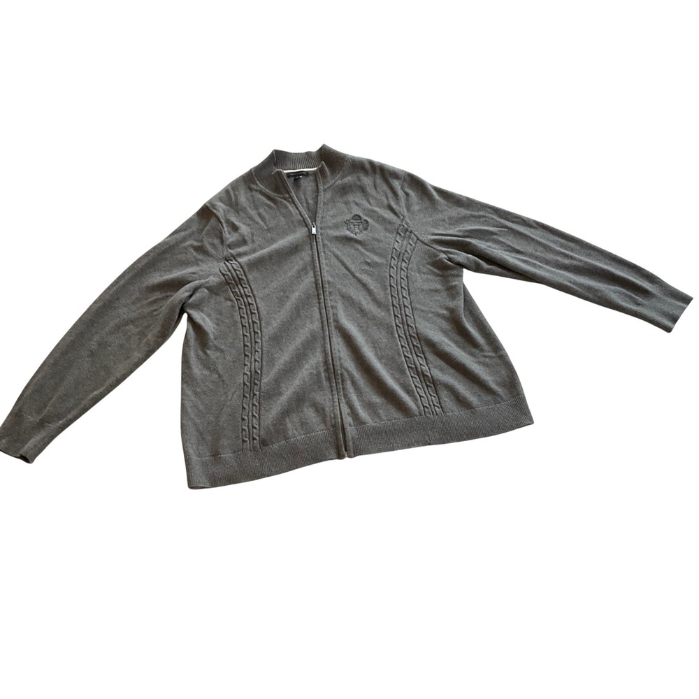 Tommy Hilfiger Men's Gray Full Zip Cable Knit Sweater Jacket 2X
